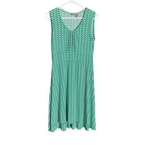 Apt. 9 Faux Wrap Dress in Green and White Chevron